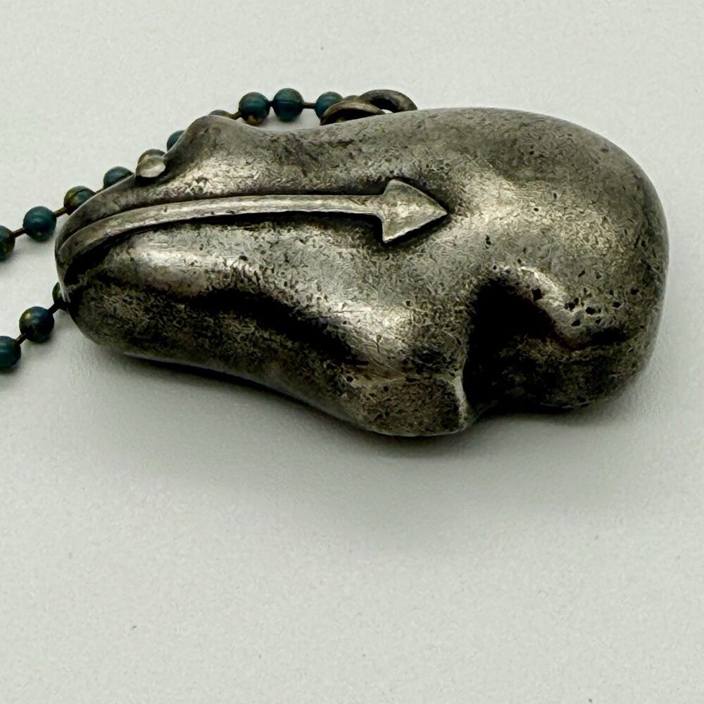 JPD Signed Artisan Heavy Pewter Southwest Spirit Bear Necklace Heartline Arrow - Picture 8 of 16